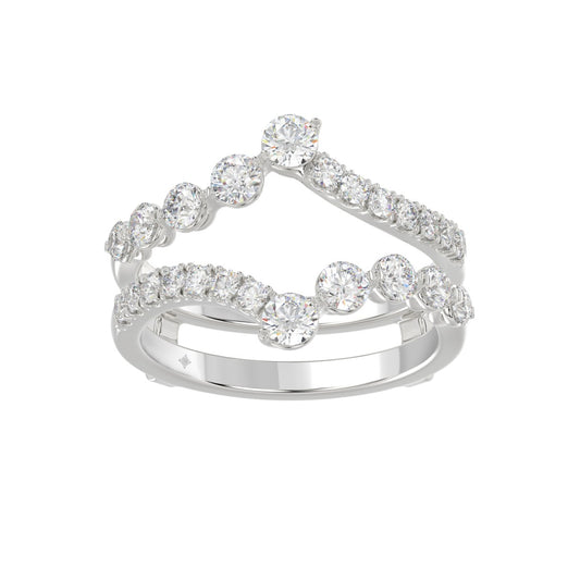 14K WHITE GOLD 1.00CT ROUND DIAMOND LADIES WRAP RING