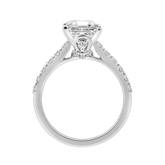 14K WHITE GOLD 2 1/2CT ROUND/CUSHION DIAMOND LADIES RING (CENTER STONE CUSHION DIAMOND 2CT)