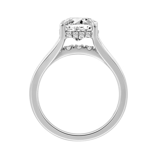 14K WHITE GOLD 2 1/2CT ROUND/CUSHION DIAMOND LADIES RING (CENTER STONE CUSHION DIAMOND 2CT)