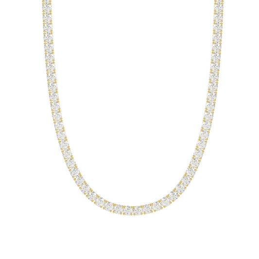 14K YELLOW GOLD 4 3/4CT 18" ROUND DIAMOND LADIES TENNIS NECKLACE