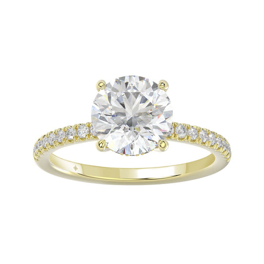 14K YELLOW GOLD 2 1/4CT ROUND DIAMOND LADIES RING (CENTER STONE ROUND DIAMOND 2CT)