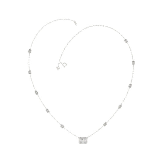 14K WHITE GOLD 2 1/4CT ROUND/EMERALD DIAMOND LADIES NECKLACE