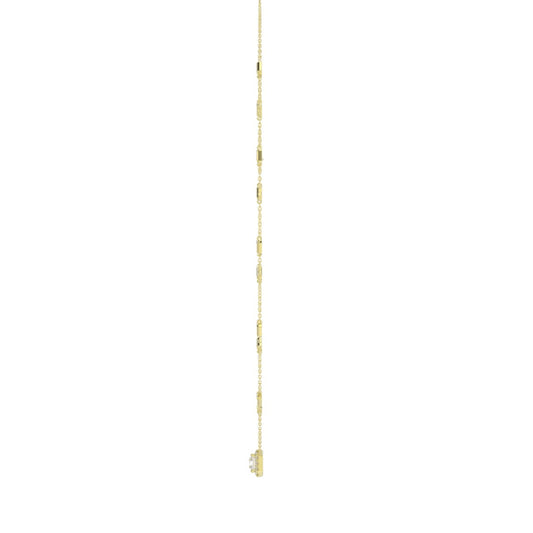 14K YELLOW GOLD 2 1/4CT ROUND/EMERALD DIAMOND LADIES NECKLACE