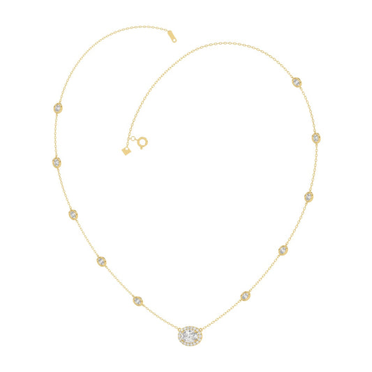14K YELLOW GOLD 2 1/4CT ROUND/OVAL DIAMOND LADIES NECKLACE
