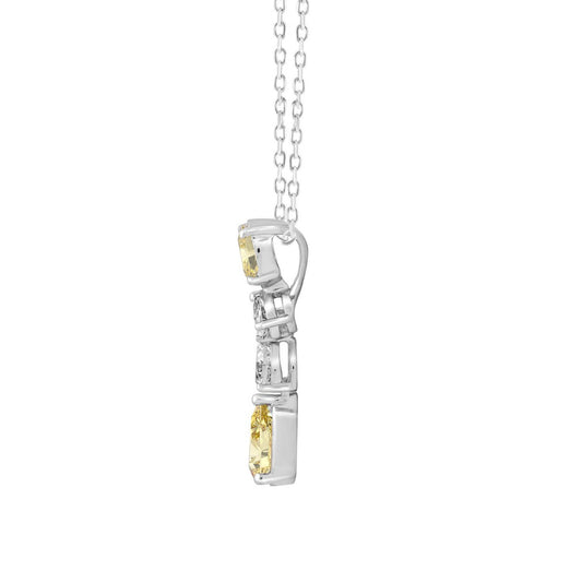 14K WHITE/YELLOW GOLD 2.00CT PEAR/OVAL DIAMOND LADIES PENDANT WITH CHAIN (PEAR PINK 1.00CT/OVAL DIAMOND 1/2CT)