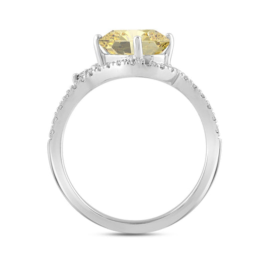 14K WHITE GOLD 2 1/4CT ROUND/MARQUISE/OVAL DIAMOND LADIES RING (CENTER STONE YELLOW OVAL DIAMOND 1 1/2CT)