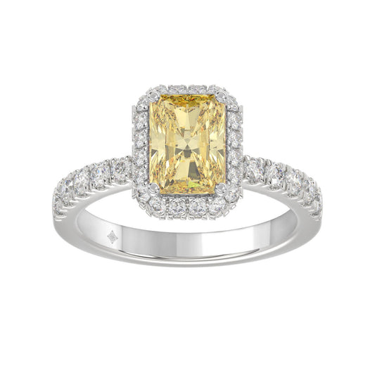 14K WHITE GOLD 1.00CT ROUND/YELLOW RADIANT DIAMOND LADIES RING (CENTER STONE YELLOW RADIANT DIAMOND 3.00CT)