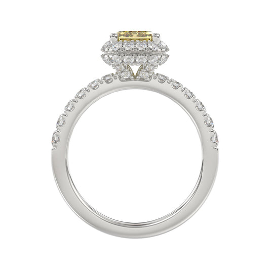 14K WHITE GOLD 1.00CT ROUND/YELLOW RADIANT DIAMOND LADIES RING (CENTER STONE YELLOW RADIANT DIAMOND 3.00CT)