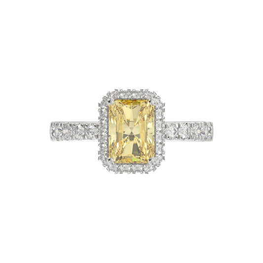14K WHITE GOLD 1.00CT ROUND/YELLOW RADIANT DIAMOND LADIES RING (CENTER STONE YELLOW RADIANT DIAMOND 3.00CT)