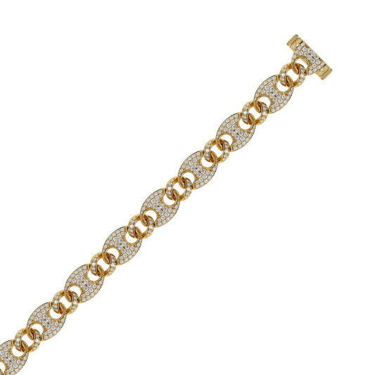 10K YELLOW GOLD 3 1/2CT ROUND DIAMOND MEN'S BRACELET
