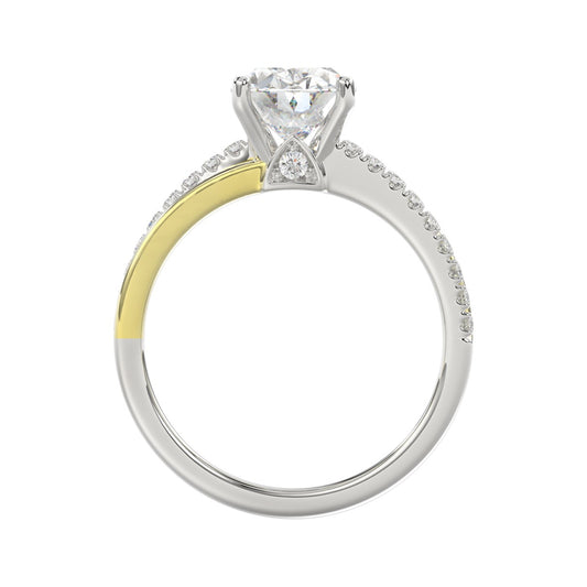 14K WHITE/YELLOW GOLD 2 1/4CT ROUND/OVAL DIAMOIND LADIES RING (CENTER STONE OVAL DIAMOND 2CT)