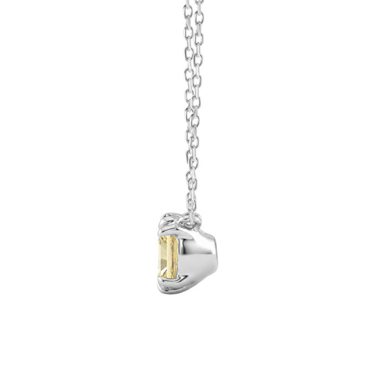 14K WHITE GOLD 1.00CT CUSHION YELLOW DIAMOND LADIES NECKLACE