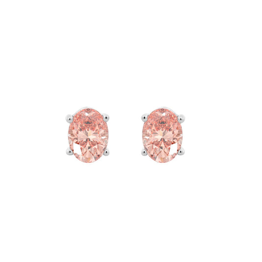 ETERNAL BLUSH COLLECTION 14K WHITE GOLD 2.00CT OVAL PINK DIAMOND LADIES EARRINGS