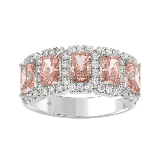 ETERNAL BLUSH COLLECTION 14K WHITE GOLD 3.00CT ROUND/PINK RADIANT DIAMOND LADIES RING