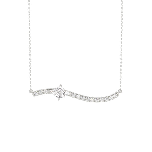 14K WHITE GOLD 3/4CT ROUND/lozenge DIAMOND LADIES NECKLACE