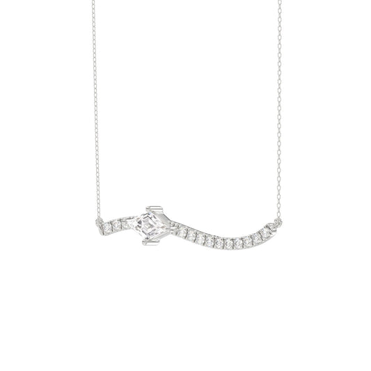 14K WHITE GOLD 3/4CT ROUND/lozenge DIAMOND LADIES NECKLACE