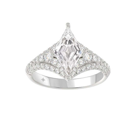 14K WHITE GOLD 2 3/4CT ROUND/LOZENGE DIAMOND LADIES RING