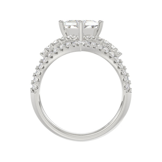 14K WHITE GOLD 2 3/4CT ROUND/LOZENGE DIAMOND LADIES RING
