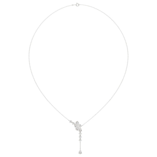 14K WHITE GOLD 1 3/4CT ROUND/PEAR DIAMOND LADIES NECKLACE