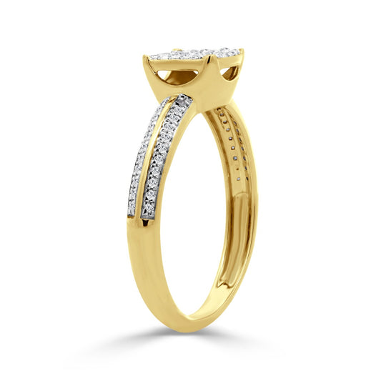 10K YELLOW GOLD 1/5CT ROUND DIAMOND LADIES RING