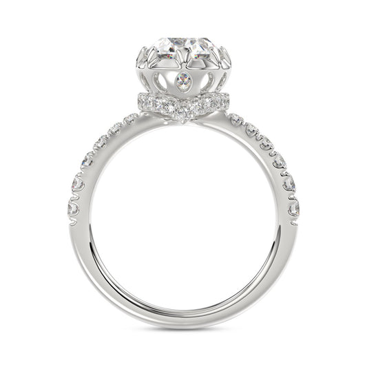 14K WHITE GOLD 2 1/2CT ROUND/OVAL DIAMOND LADIES RING (CENTER STONE OVAL DIAMOND 2CT)