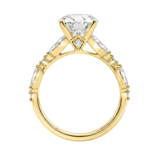 14K YELLOW GOLD 4.00CT ROUND/OVAL/MARQUISE DIAMOND LADIES RING
