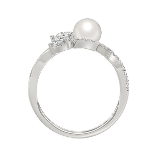 14K WHITE GOLD 3/4CT ROUND/MARQUISE/PEARL/PEAR DIAMOND LADIES RING