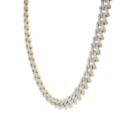 14K YELLOW GOLD 4.00CT ROUND DIAMOND MEN'S NECKLACE