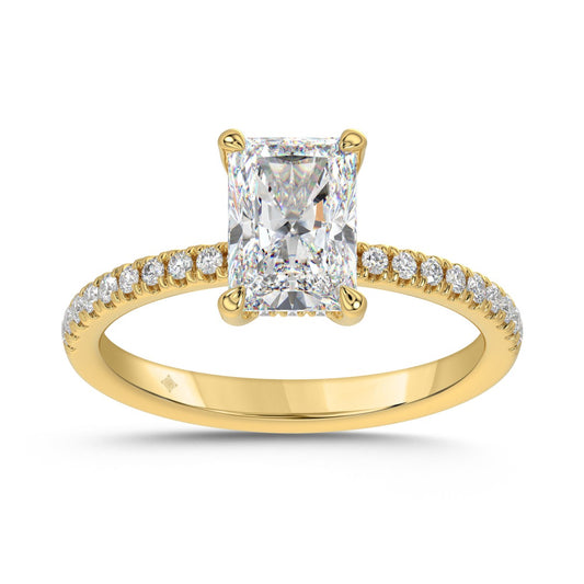 14K YELLOW GOLD 1 3/4CT ROUND/RADIANT DIAMOND LADIES RING (CENTER STONE RADIANT DIAMOND 1 1/2CT)