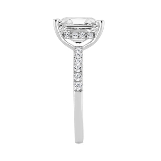 14K WHITE GOLD 3 1/2CT ROUND/RADIANT DIAMOND LADIES RING (CENTER STONE RADIANT DIAMOND 3CT)