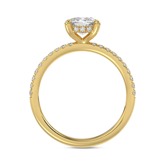 14K YELLOW GOLD 1 3/4CT ROUND/CUSHION DIAMOND LADIES RING (CENTER STONE CUSHION DIAMOND 1 1/2CT)