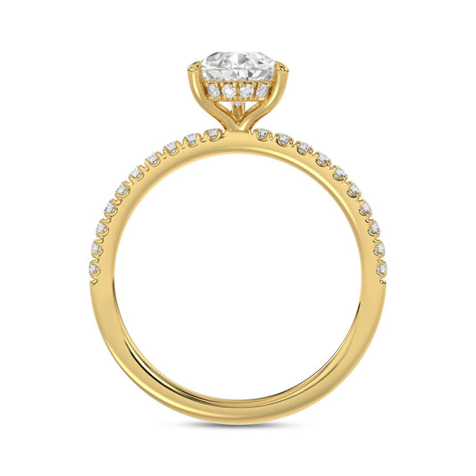 14K YELLOW GOLD 1 3/4CT ROUND/PEAR DIAMOND LADIES RING (CENTER STONE PEAR DIAMOND 1 1/2CT)