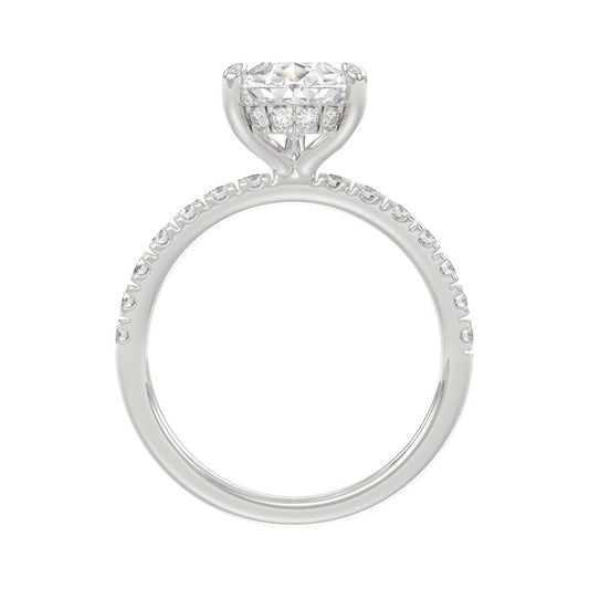 14K WHITE GOLD 3 1/2CT ROUND/PEAR DIAMOND LADIES RING (CENTER STONE PEAR DIAMOND 3CT)