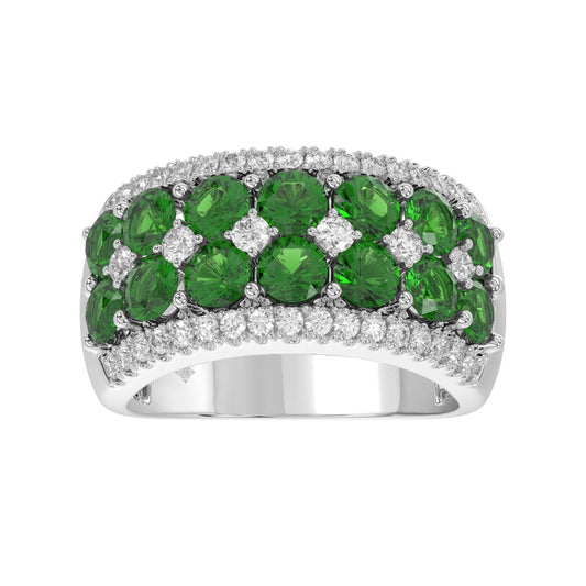 14K WHITE GOLD 4.00CT ROUND DIAMOND LADIES RING (CENTER STONE ROUND EMERALD DIAMOND 3 1/2CT)