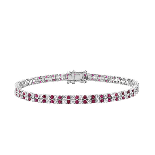 14K WHITE GOLD 5 3/4CT ROUND/RUBY ROUND DIAMOND LADIES BRACELET (RUBY ROUND DIAMOND 2 3/4CT)