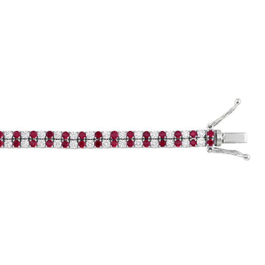 14K WHITE GOLD 5 3/4CT ROUND/RUBY ROUND DIAMOND LADIES BRACELET (RUBY ROUND DIAMOND 2 3/4CT)