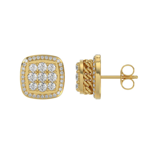 10K YELLOW GOLD 3/4CT ROUND DIAMOND LADIES EARRINGS