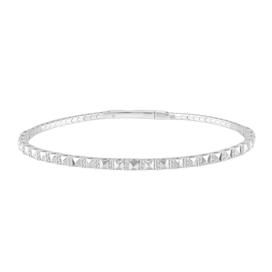 9K WHITE GOLD 1/5CT ROUND DIAMOND LADIES BANGLE
