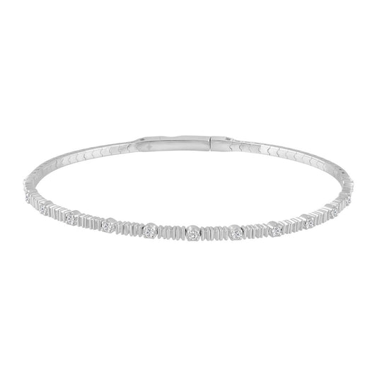 9K WHITE GOLD 1/5CT ROUND DIAMOND LADIES BANGLE