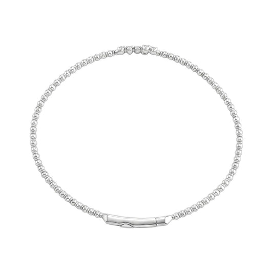 9K WHITE GOLD 1/6CT ROUND DIAMOND LADIES BANGLE