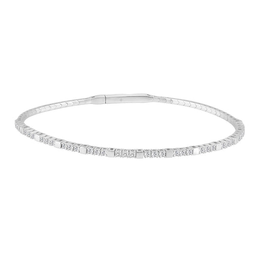 9K WHITE GOLD 5/8CT ROUND DIAMOND LADIES BANGLE