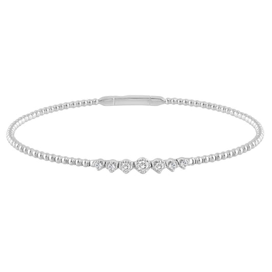 9K WHITE GOLD 1/4CT ROUND DIAMOND LADIES BANGLE