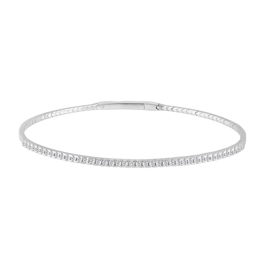 9K WHITE GOLD 1/2CT ROUND DIAMOND LADIES BANGLE