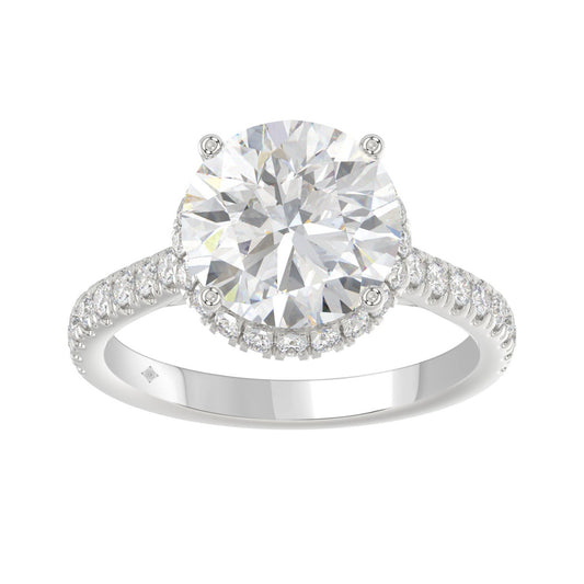 14K WHITE GOLD 4 1/2CT ROUND DIAMOND LADIES RING (CENTER STONE ROUND DIAMOND 4CT)