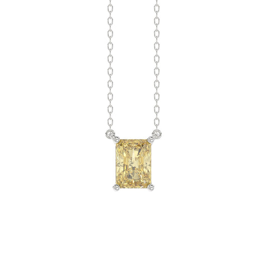 14K WHITE GOLD 1.00CT YELLOW RADIANT DIAMOND LADIES PENDANT