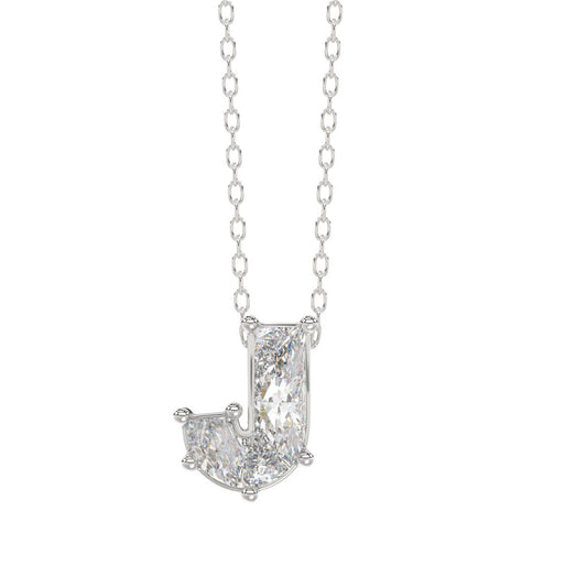 14K WHITE GOLD 7/8CT FANCY CUT ALPHABET DIAMOND LADIES PENDANT WITH CHAIN