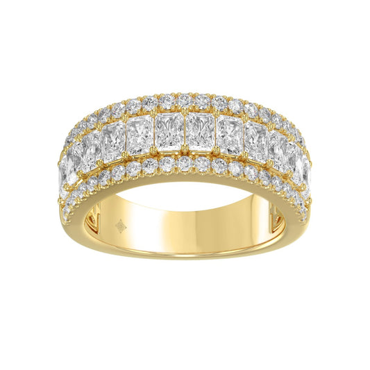 Ladies 14K Yellow Gold Ladies Band 2 1/4CT Featuring Round & Radiant Cut Diamonds