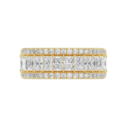 Ladies 14K Yellow Gold Ladies Band 2 1/4CT Featuring Round & Radiant Cut Diamonds