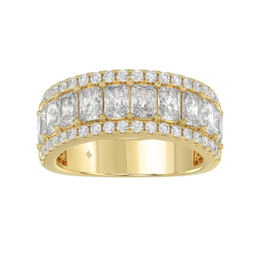 3.00 CT Fashion Band for Ladies Round & Radiant Cut Diamonds 14K Yellow Gold Luxury Band (Color F-G -Clarity VS1/VS2)