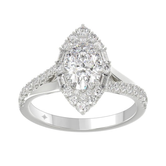 14K WHITE GOLD 2.00CT ROUND/OVAL/BAGUETTE DIAMOND LADIES RING
